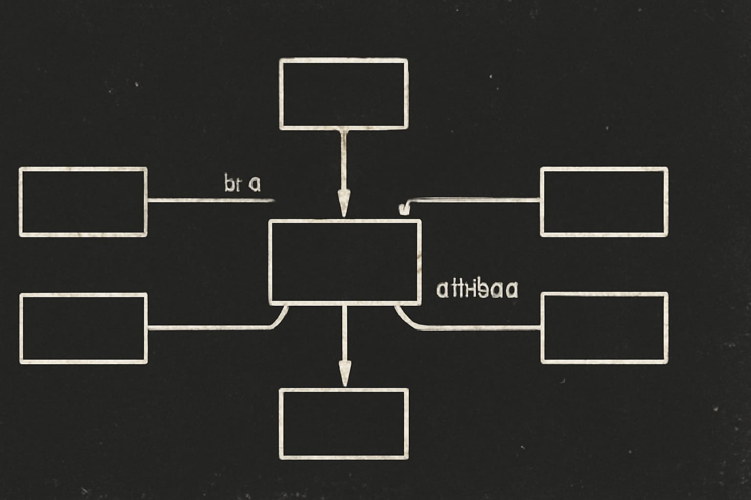 Editorial illustration in duotone-documentary style depicting a SNOMED concept graph with vertical is-a hierarchy and horizontal attribute links around a focal concept
